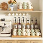 Hongtamoya 3-Tier Expandable Bamboo Mug Holder For Countertop Coffee Cup Holder Display Mug Organizer Mug Rack for Coffee Bar Organizer Mug Shelf for Cabinet for Kitchen, Home