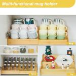 Hongtamoya 3-Tier Expandable Bamboo Mug Holder For Countertop Coffee Cup Holder Display Mug Organizer Mug Rack for Coffee Bar Organizer Mug Shelf for Cabinet for Kitchen, Home