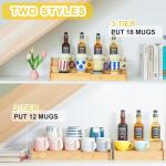 Hongtamoya 3-Tier Expandable Bamboo Mug Holder For Countertop Coffee Cup Holder Display Mug Organizer Mug Rack for Coffee Bar Organizer Mug Shelf for Cabinet for Kitchen, Home