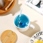 BigNoseDeer Whale Mug Cute Mugs with 3D Ceramic Whale Inside Kawaii Blue Whale Coffee Mug with Lid and Spoon Coffee Cups Tea Cups Cute Ctuff and Cute Gifts Birthday Gifts for Women 13.5oz