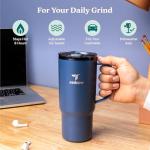 REDUCE 24 oz Hot1 Vacuum Insulated Mug for Hot Tea, Coffee and Other Hot Drinks - With Flo-Motion Lid and Handle, Single-Serve and Cupholder Friendly, Keeps Drinks Hot for up to 8 Hrs, Baked Clay