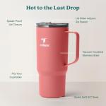 REDUCE 24 oz Hot1 Vacuum Insulated Mug for Hot Tea, Coffee and Other Hot Drinks - With Flo-Motion Lid and Handle, Single-Serve and Cupholder Friendly, Keeps Drinks Hot for up to 8 Hrs, Baked Clay