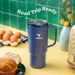 REDUCE 24 oz Hot1 Vacuum Insulated Mug for Hot Tea, Coffee and Other Hot Drinks - With Flo-Motion Lid and Handle, Single-Serve and Cupholder Friendly, Keeps Drinks Hot for up to 8 Hrs, Baked Clay