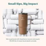 REDUCE 24 oz Hot1 Vacuum Insulated Mug for Hot Tea, Coffee and Other Hot Drinks - With Flo-Motion Lid and Handle, Single-Serve and Cupholder Friendly, Keeps Drinks Hot for up to 8 Hrs, Baked Clay