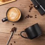 GBHOME 14 OZ Coffee Mugs Set of 6, Stackable Ceramic Mugs for Men, Women, Modern Coffee Cups With Stable Base for Latte, Tea, Cappuccino. Dishwasher & Microwave Safe, Matte Black