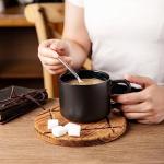 GBHOME 14 OZ Coffee Mugs Set of 6, Stackable Ceramic Mugs for Men, Women, Modern Coffee Cups With Stable Base for Latte, Tea, Cappuccino. Dishwasher & Microwave Safe, Matte Black