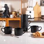 GBHOME 14 OZ Coffee Mugs Set of 6, Stackable Ceramic Mugs for Men, Women, Modern Coffee Cups With Stable Base for Latte, Tea, Cappuccino. Dishwasher & Microwave Safe, Matte Black