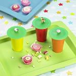 LURCH Germany Silicone Reusable Coffee & Tea Mug Lid | Glass Cup Cover | Anti-dust And Camping & Outdoor Suction Seal | For Hot and Cold Beverages | Set of 3 - Green (Farm Animals Theme)