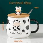Arawat Cute Cow Coffe Mugs Gift with Lid and Spoon Cows Print Stuff Kitchen Decor 400ml Cow Ceramic Tea Coffee Mug Kawaii 3D Animal Cup Birthday Gifts Women Men Girls Animals Lovers