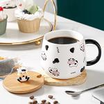 Arawat Cute Cow Coffe Mugs Gift with Lid and Spoon Cows Print Stuff Kitchen Decor 400ml Cow Ceramic Tea Coffee Mug Kawaii 3D Animal Cup Birthday Gifts Women Men Girls Animals Lovers