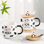 Arawat Cute Cow Coffe Mugs Gift with Lid and Spoon Cows Print Stuff Kitchen Decor 400ml Cow Ceramic Tea Coffee Mug Kawaii 3D Animal Cup Birthday Gifts Women Men Girls Animals Lovers