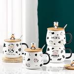 Arawat Cute Cow Coffe Mugs Gift with Lid and Spoon Cows Print Stuff Kitchen Decor 400ml Cow Ceramic Tea Coffee Mug Kawaii 3D Animal Cup Birthday Gifts Women Men Girls Animals Lovers