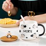 Arawat Cute Cow Coffe Mugs Gift with Lid and Spoon Cows Print Stuff Kitchen Decor 400ml Cow Ceramic Tea Coffee Mug Kawaii 3D Animal Cup Birthday Gifts Women Men Girls Animals Lovers