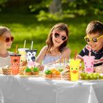 Domensi 24 Pcs Plastic Cups with Lid and Straw 24 oz Reusable Plastic Tumbler Party Favors Water Bottle Coffee Mug for Birthday Party Operation Christmas Classroom Exchange Gifts(Farm Animal)
