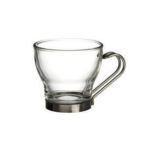 Bormioli Rocco Oslo Espresso Glass Cups 4 Set 3.75 Oz | Tempered Glass, Ergonomic Stainless Steel Handles, Dishwasher Safe, For Espresso, Coffee, Tea
