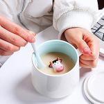 3D Mug, Cow Figurine Tea Cup, Father’s Day, Mother’s Day Gifts, Funny Animal Inside Milk Cup with Spoon, 12oz…