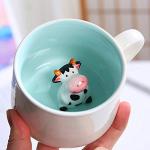 3D Mug, Cow Figurine Tea Cup, Father’s Day, Mother’s Day Gifts, Funny Animal Inside Milk Cup with Spoon, 12oz…