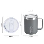 BJPKPK 2 pcs Insulated Coffee Mug, 14oz Insulated Tumbler with Lid, Stainless Steel Coffee Cups with Splash Proof Lid-Gray