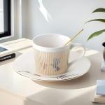 Old Craftsmen's Coffee Cup and Saucer Sets 8.45oz Unique Dynamic Mirage Reflection Tea Cup Luxury Porcelain Mirror Ceramic Mug Gifts for Cappuccino Espresso 250ml Hummingbird
