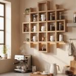 Suzile Oversize Coffee Mug Display Rack Wooden Display Shelves Rustic Wooden Floating Curio Shelf Travel Wall Mounted Coffee Mug Rack Holder Shadow Box Shelf(5.1x5.1x3in,Wood Color)
