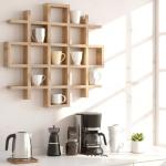 Suzile Oversize Coffee Mug Display Rack Wooden Display Shelves Rustic Wooden Floating Curio Shelf Travel Wall Mounted Coffee Mug Rack Holder Shadow Box Shelf(5.1x5.1x3in,Wood Color)