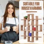 Suzile Oversize Coffee Mug Display Rack Wooden Display Shelves Rustic Wooden Floating Curio Shelf Travel Wall Mounted Coffee Mug Rack Holder Shadow Box Shelf(5.1x5.1x3in,Wood Color)