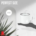 Red Co. Enamelware Metal Large Classic 22 Oz Round Coffee and Tea Mug with Handle, Distressed White/Black Rim