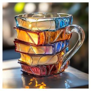 Painted Book Mug 2025 New Novelty Mugs for Book Lovers Gifts Unique Handmade Coffee Mugs Glass 11 0z Cool Funny Bookish Tea Cups Cute Tumblers Books Worm Readers Writers Librarian Gifts Women (1PC)