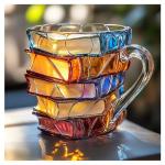 Painted Book Mug 2025 New Novelty Mugs for Book Lovers Gifts Unique Handmade Coffee Mugs Glass 11 0z Cool Funny Bookish Tea Cups Cute Tumblers Books Worm Readers Writers Librarian Gifts Women (1PC)