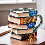 Painted Book Mug 2025 New Novelty Mugs for Book Lovers Gifts Unique Handmade Coffee Mugs Glass 11 0z Cool Funny Bookish Tea Cups Cute Tumblers Books Worm Readers Writers Librarian Gifts Women (1PC)