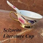 Scizorito Honorable Coffee Cup Mug, Cappuccino, Tea Cup, with Saucer for Latte, Fine Bone Porcelain, Reactive Glaze, 6.8 Oz-1pcs (Vivid Bird)