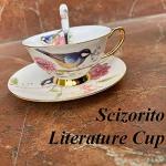 Scizorito Honorable Coffee Cup Mug, Cappuccino, Tea Cup, with Saucer for Latte, Fine Bone Porcelain, Reactive Glaze, 6.8 Oz-1pcs (Vivid Bird)