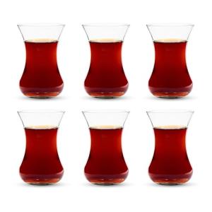 yersiz Turkish Tea Glass Set, Slim Waist Design and Thick Sole Prevent Tea From Getting Cold, Easy to Keep for 6 People, 6 Glasses, Useful Set (6 Pieces)