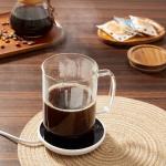 DRASTAR Glass Coffee Mugs, 20 oz Large Iced Coffee Cups, Flat Bottomed Cups with Acacia Wood Lid, Glass Tea Cup with Handle, Clear Tea Cup Set of 1