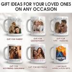 Custom Mug with Pictures Text Logo 11oz 15oz Ceramic, Personalized Coffee Mugs with Photo Text, Custom Photo Mug Gift for Men Women, Customize Coffee Cup for Family Mom Dad Grandma Grandpa Friend