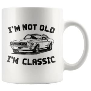 Panvola I'm Not Old I'm Classic Retirement Gift Mug Retired Senior Dad Father Grandpa Granddad Birthday Gifts For The Car Enthusiast Ceramic Cup (White)