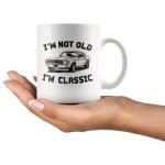 Panvola I'm Not Old I'm Classic Retirement Gift Mug Retired Senior Dad Father Grandpa Granddad Birthday Gifts For The Car Enthusiast Ceramic Cup (White)