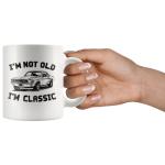 Panvola I'm Not Old I'm Classic Retirement Gift Mug Retired Senior Dad Father Grandpa Granddad Birthday Gifts For The Car Enthusiast Ceramic Cup (White)