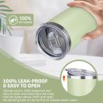 YEBTS Life 20 oz Tumbler with Lids and Straws, Stainless Steel Insulated Travel Coffee Mug, Double Wall Vacuum Insulated Tumblers, Powder Coated Coffee Tumbler for Cold & Hot Drinks (Green Tea)