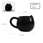 Meetbees Cute Black Cat Mug for Coffee and Tea, 12 Oz Ceramic Kitty Cup for Women and Men, Cat Themed Choice for Cat Lovers