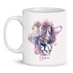 Personalized Mug For Horse Lovers, Customized Beautiful Horse Ceramic Cup Choose Name, Enchanting Floral Horse Tea Cup For Horse Owners, Equine Theme Tea Cup, Animal White Mugs 11oz 15oz