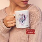 Personalized Mug For Horse Lovers, Customized Beautiful Horse Ceramic Cup Choose Name, Enchanting Floral Horse Tea Cup For Horse Owners, Equine Theme Tea Cup, Animal White Mugs 11oz 15oz