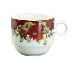 Grace Teaware Stackable Coffee Tea Mug 10-Ounce Set of 4 With Metal Stand (Poinsettia)