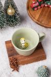 DIHOclub Ceramic Caterpillar Coffee Cup Hidden 3D Animal Inside Mug，Garden series Handmade Figurine Caterpillar Mugs (Light green)