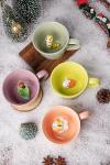 DIHOclub Ceramic Caterpillar Coffee Cup Hidden 3D Animal Inside Mug，Garden series Handmade Figurine Caterpillar Mugs (Light green)
