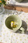 DIHOclub Ceramic Caterpillar Coffee Cup Hidden 3D Animal Inside Mug，Garden series Handmade Figurine Caterpillar Mugs (Light green)