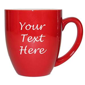 My Personal Memories Custom Engraved Latte Coffee Mug and Personalized Tea Cup With Your Text (Red)