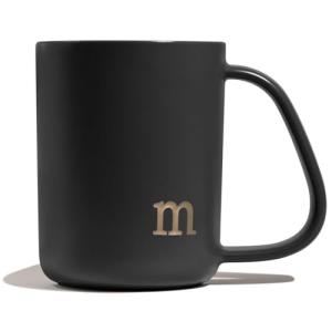 COLLECTIVE HOME - Ergonomic Handle Ceramic Mug, 15 oz Personalized Coffee Cup with Golden Initial, Microwave & Dishwasher Safe, Elegant Monogram Tea Mug in Gift Box for Home & Office (Black-m)
