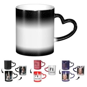 Custom Magic Photo Mug, Customized Coffee Magic Mugs 11 oz, Ceramic Magic Mug Customization, Custom-made Color Changing Mugs for Home Office Gifts Idea for Men Women, BlankBlack