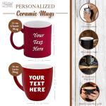 My Personal Memories Custom Engraved Latte Coffee Mug and Personalized Tea Cup With Your Text (Red)